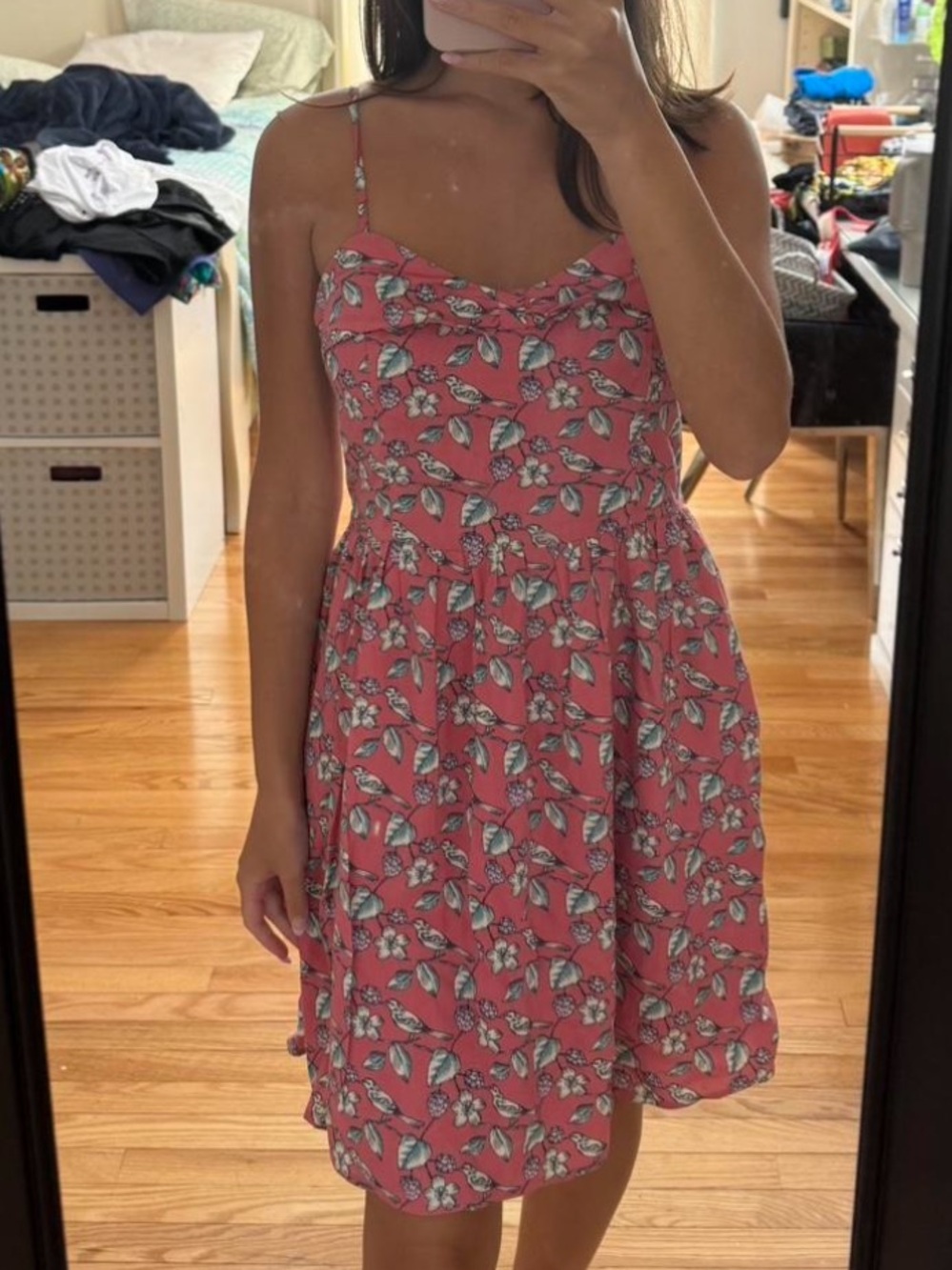 LC Lauren Conrad Pink Floral Spaghetti-Strap Mini Dress